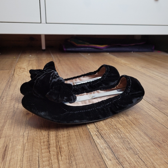 Miu Miu Prada Black Velvet leather lined Ballerina bow Flats 37 USA 6.5 - Picture 12 of 16